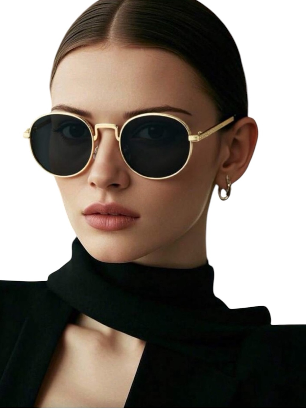 NWT Free People Gold Frame Black Lens Round Sunglasses